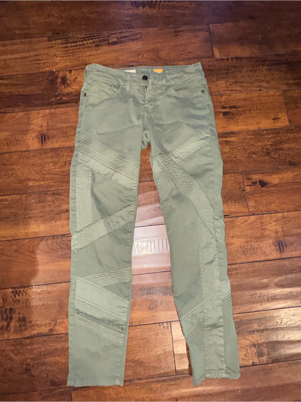 Pilcro and the Letterpress Olive Green Skinny Moto Jeans